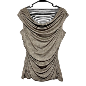 By & by Light Gray Ruched Blouse w. Black String Back Detail